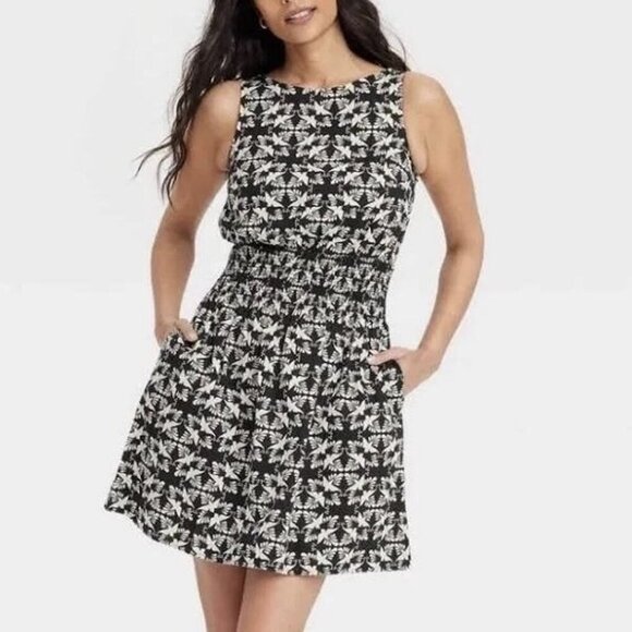 Universal Thread Dresses & Skirts - Universal Thread - Linen Blend Mini Dress Black Ikat